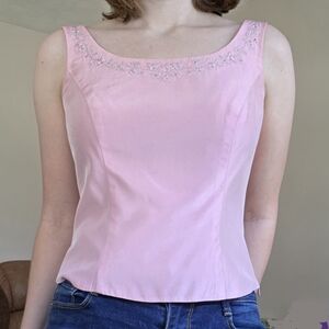 Michaelangelo Pink Embroidered Scoop Neck Camisole